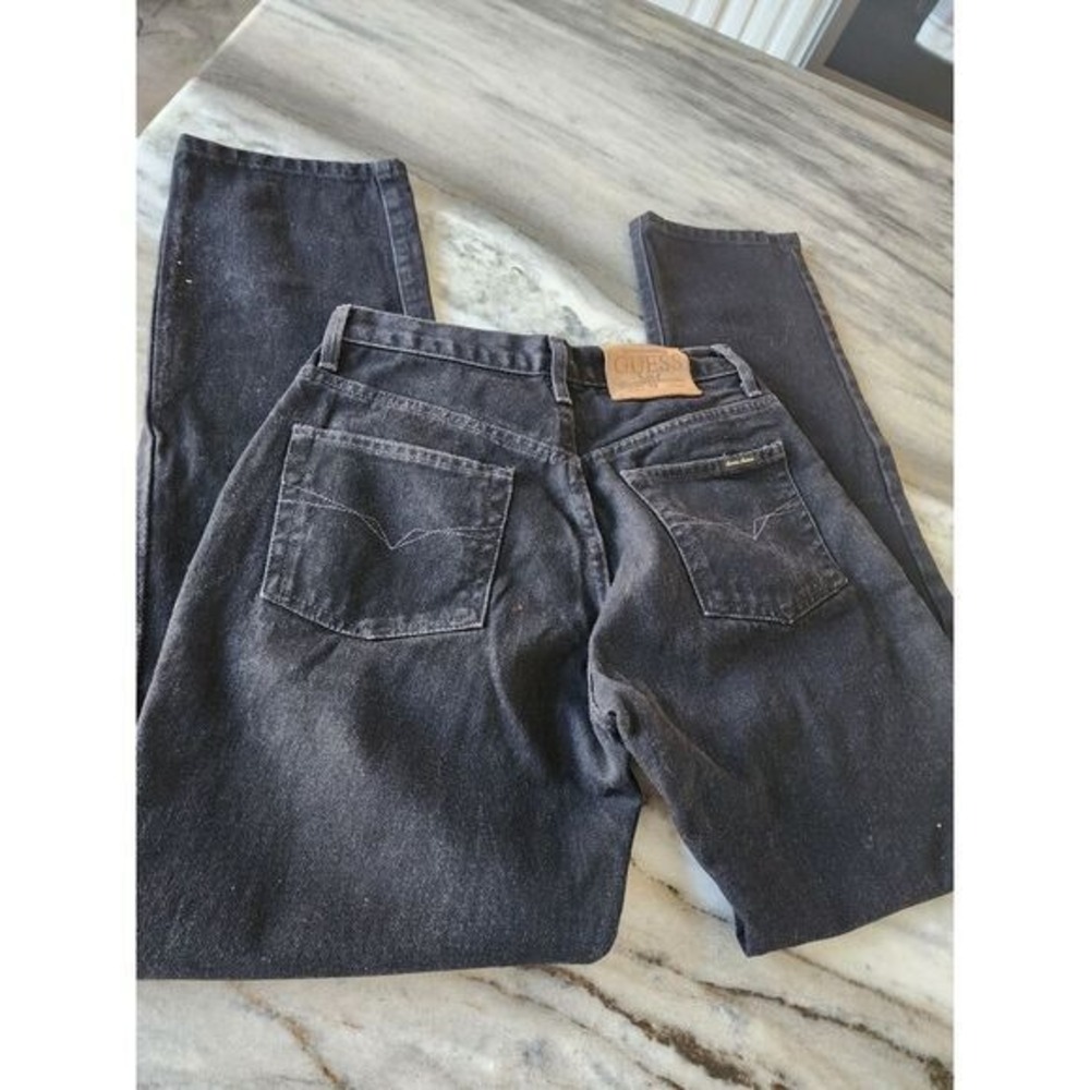 Vintage Y2k Guess‎ Black Denim Jeans Size 26" High Waisted Tapered